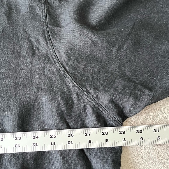 FLAX by Jeanne Engelhart 100% Linen Black Oversized Button Front Blazer Jacket L - Picture 12 of 14